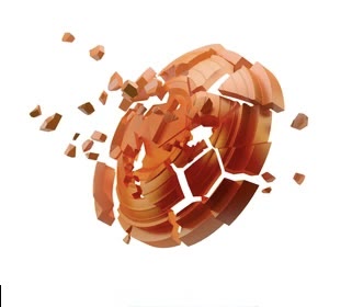 An orange clay target shattering — every target is included