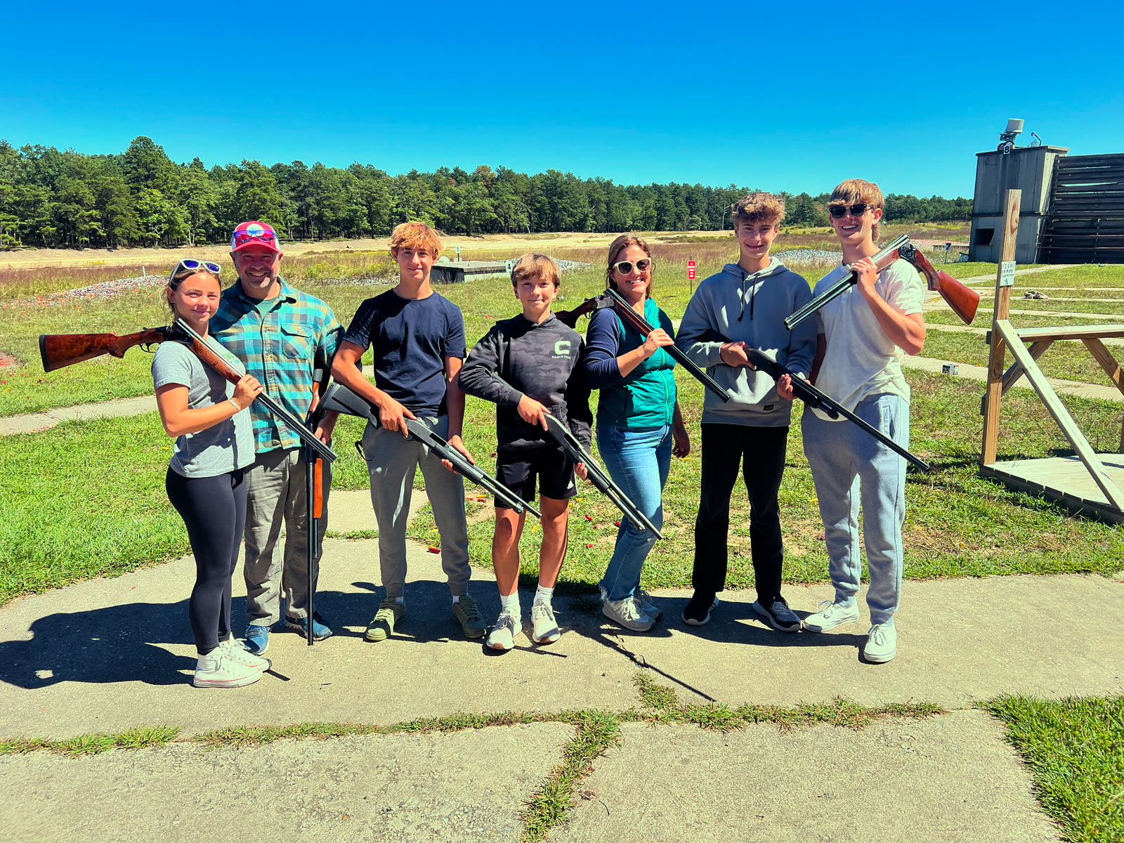 A mixed-age group on the range — first-timers welcome